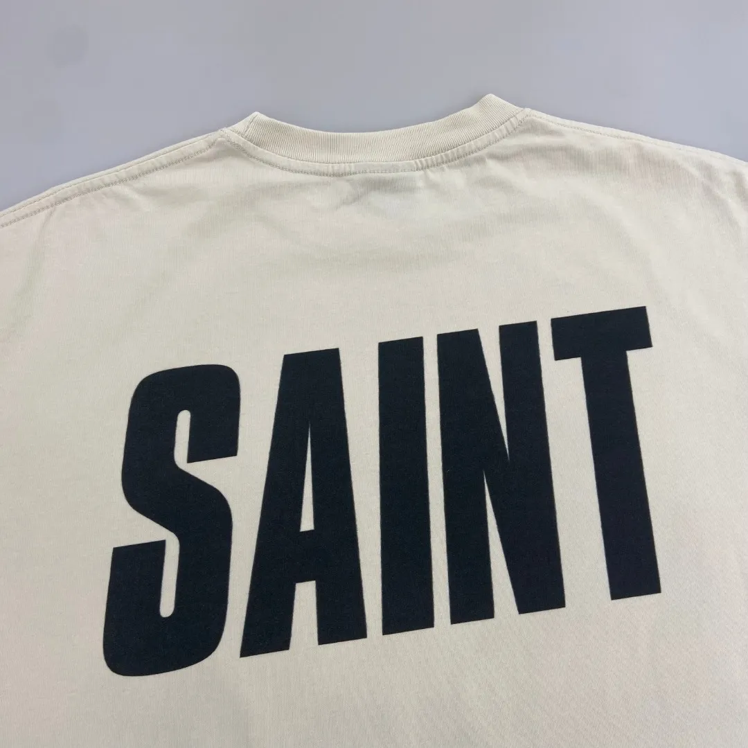 Retro vintage short-sleeved T-shirt from Saint Michael Fabric: Double yarn 240g Style number: S832 Size: S-M-L-XL Color: Off-white Price: P110